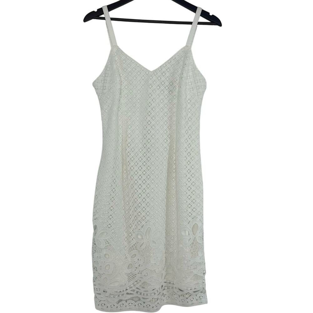 White House Black Market White Eyelet Slip Dress 10P